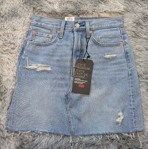 Levi's Light Blue Distressed Denim Mini Skirt